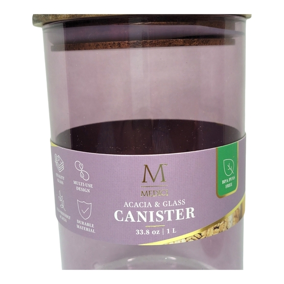 🆕️ Set of 2 Sunburst Textured 33.8 oz Glass Canisters - Picture 7 of 8